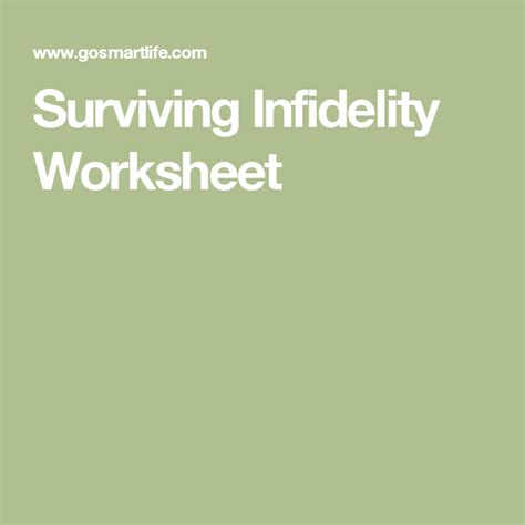 Surviving Infidelity Worksheet Surviving Infidelity Infidelity Marriage Counseling