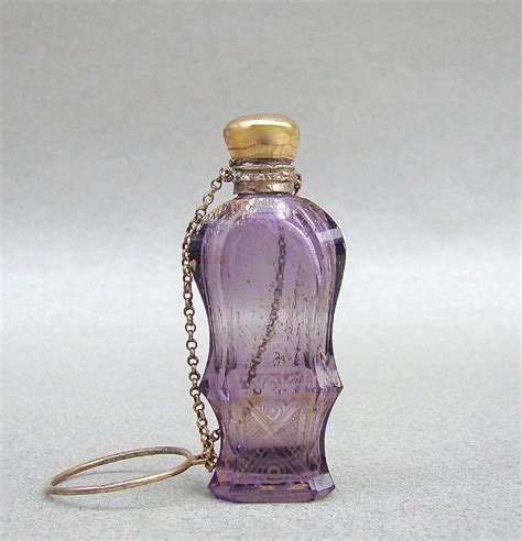 Miniature 19th C French Silver Gilt And Amethyst Glass Chatelaine Scent Bottle Circa 1870