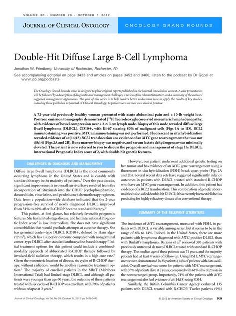 Double Hit Diffuse Large B Cell Lymphoma Lymphoma B Cell Medicine
