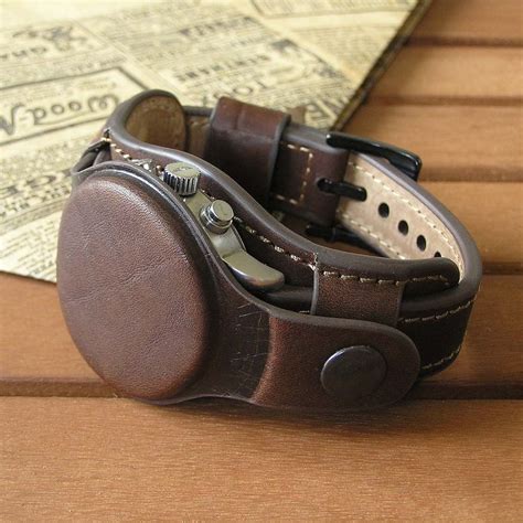 Leather Watch Band With Protective Case Leather Watch Cuff Leather