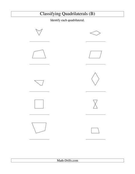 Classifying Quadrilaterals Worksheet 5th Grade