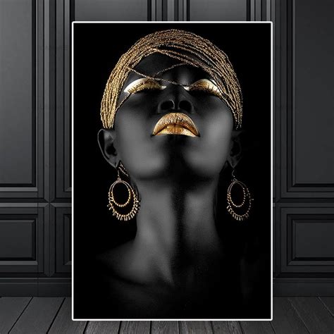 Black Gold Nude African Art Woman Oil Painting On Canvas Posters And