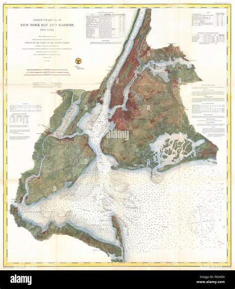 1866 Us Coast Survey Nautical Chart Of Map Of New York City And