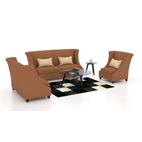 Funterior 321 Designer Style Fabric Sofa Set Natural Brown Amazon
