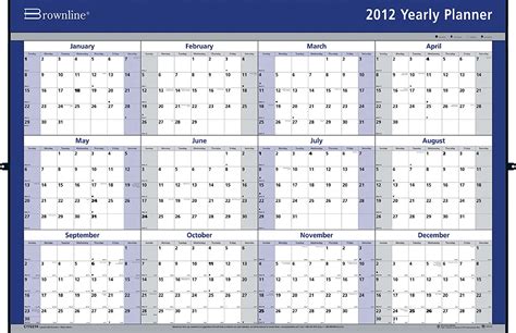 Brownline 2012 Yearly Wall Calendar Printed On Both Sides