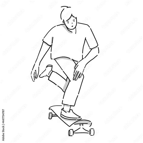Japanese Sports Illustration Hand Drawn Sketch Japanese Skateboarding
