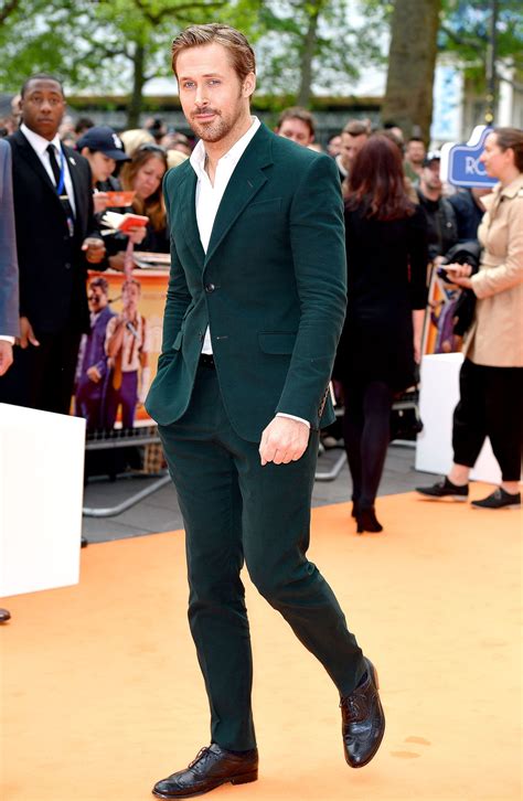 Ryan Gosling In A Suit Because Its Friday Dark Green Suit Men Green