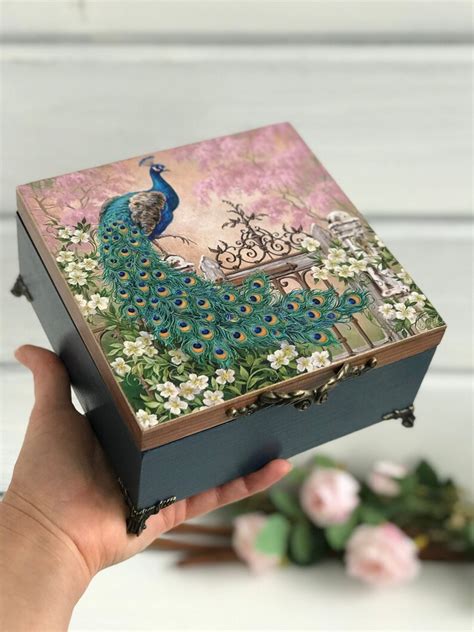 Peacock Jewelry Box Personalized Jewellery Box Wood Keepsake Etsy