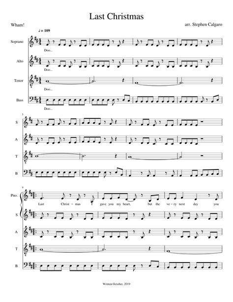 Jingle bells (easy) (easy version). Last Christmas - Wham! (SATB) Sheet music for Piano | Download free in PDF or MIDI | Musescore.com