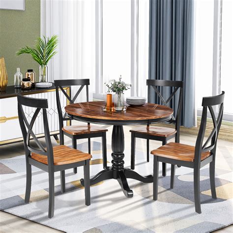 The experts say, only those whose large dining room are suggested to have. Round Dining Room Table Set for 4 Persons, 5 Piece Dining ...