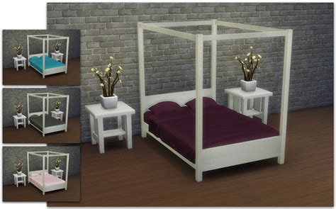 My Sims 4 Blog Modern Four Poster Double Bed By Ignorantbliss