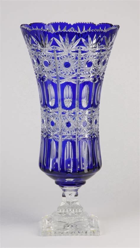 439 Bohemian Cobalt Blue Cut Crystal Vase Jun 02 2012 Great