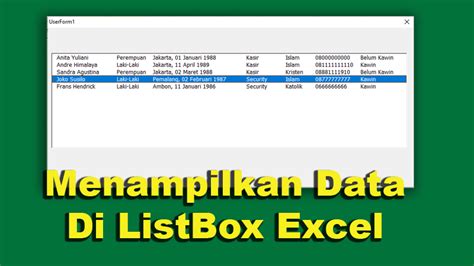 Cara Menampilkan Data Di Listbox Userform Excel Versi Aplikasi