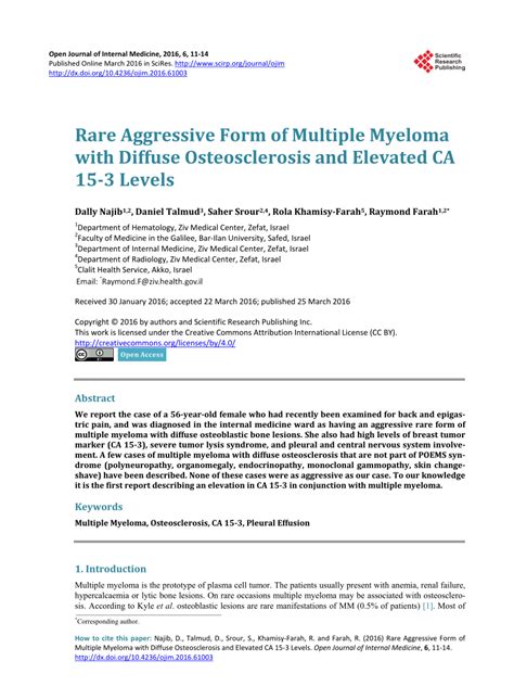 Pdf Rare Aggressive Form Of Multiple Myeloma With Diffuse