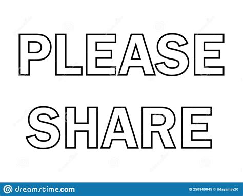 Please Share Text Please Share Out Line Text Isolated Sign Please