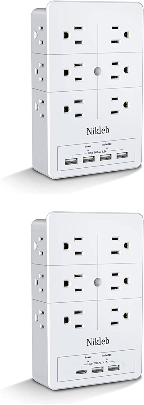 Surge Protector Outlet Extender Nikleb 12 Outlets Heavy
