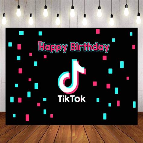 Tik Tok Logo Colorful Dots Backdrops Cartoon For Children Birthday