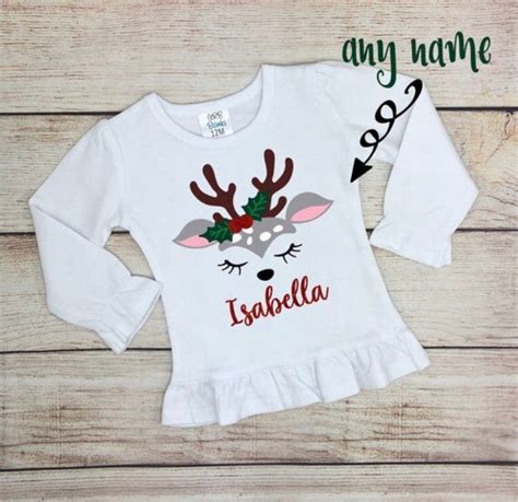 Girls Reindeer Top Christmas Shirt For Toddler Girls Kids Etsy