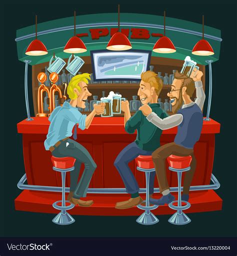 Cartoon Of Friends Drinking Beer In A Royalty Free Vector