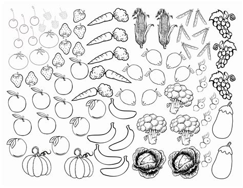 Free Fruits And Vegetables| Coloring Pages for Kids Printable, Download