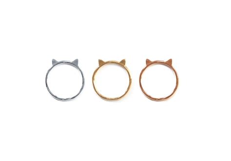 Cat Ears Ring Dainty Sterling Silver Minimalist Cat Ring Etsy