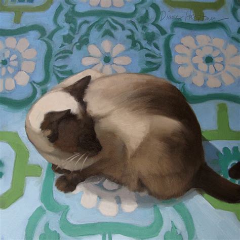 Diane Hoeptner Siamese Looks Back Small Oil Painting Of Cat