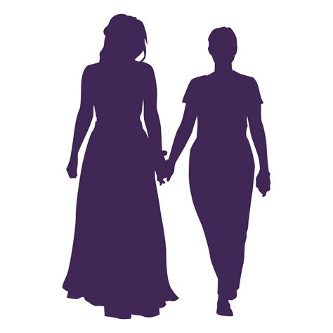 Lesbian Wedding Silhouette Vector Art Illustration Vector Art