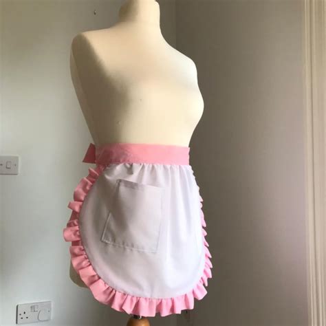 White Frilly Apron Pink Frilly Apron Retro Waist Apron Etsy