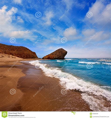 Almeria Playa Del Monsul Beach At Cabo De Gata Stock Image Image Of Clouds Gata
