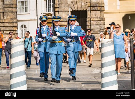 Prague Castle Changing Of The Guard Ceremony Czech Republic Stock