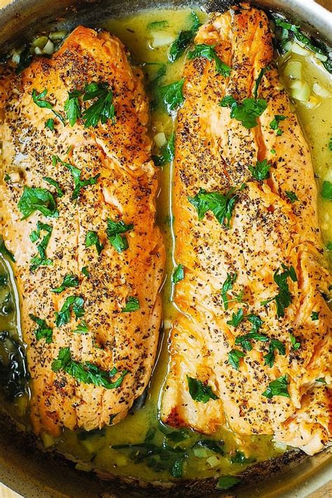 It could be steamed, grilled this fish fillet in a creamy sauce recipe is our new favorite. Trout with Garlic Lemon Butter Herb Sauce - Julia's Album