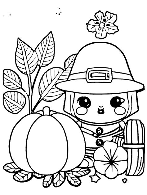 thanksgiving pilgrim coloring page · creative fabrica