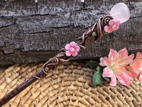 rose quartz crystal wand fairy wand wizard witch wand nature etsy uk