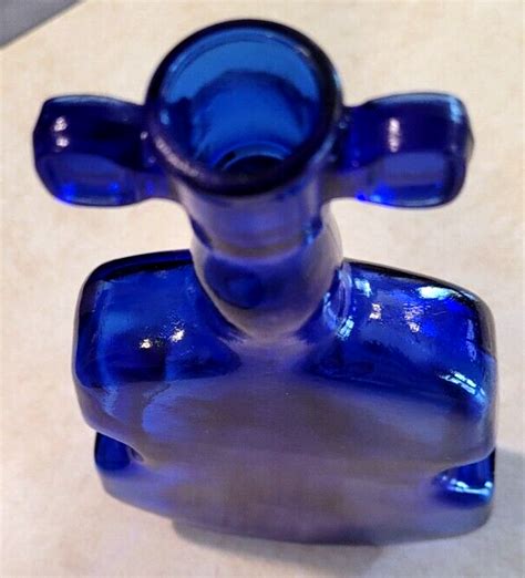 Vintage Cobalt Blue Glass Violin Bottle Vase W Wall Mounted Metal Holder Ebay