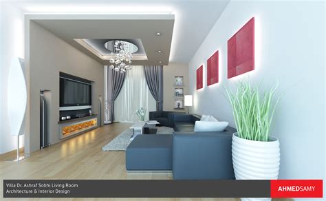 residential villa modern living room interior design  behance