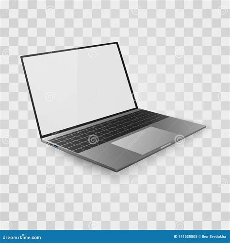 Laptop Mock Up Open Laptop With White Screen Stock Vector