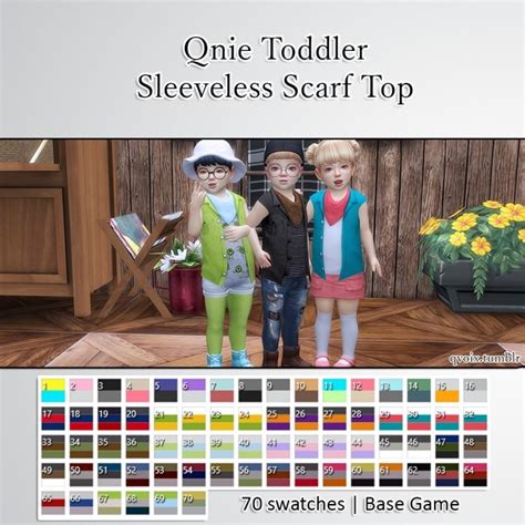 Qnie Toddler Sleeveless Scarf Top At Qvoix Escaping Reality Sims 4