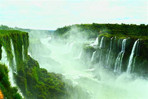 Misty Scenic Photo Of Iguazu Falls Brazil Image Free Stock Photo