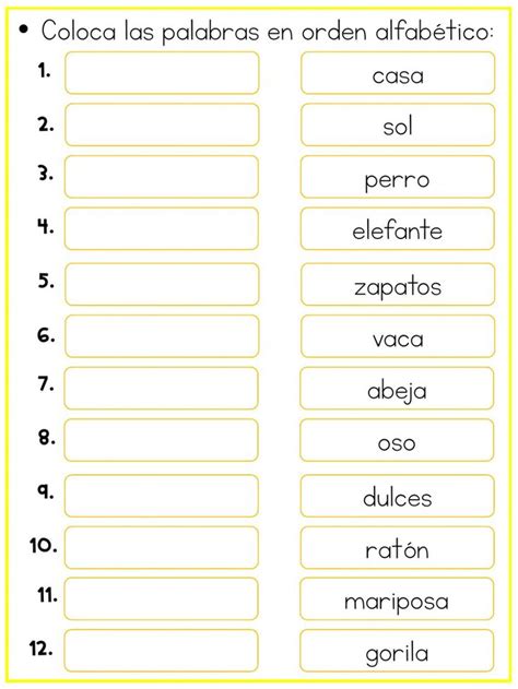 Ficha Interactiva De Orden Alfabético Para Segundo De Primaria Puedes