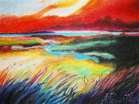 Sunset Painting By Afroditi Feretzaki Fine Art America