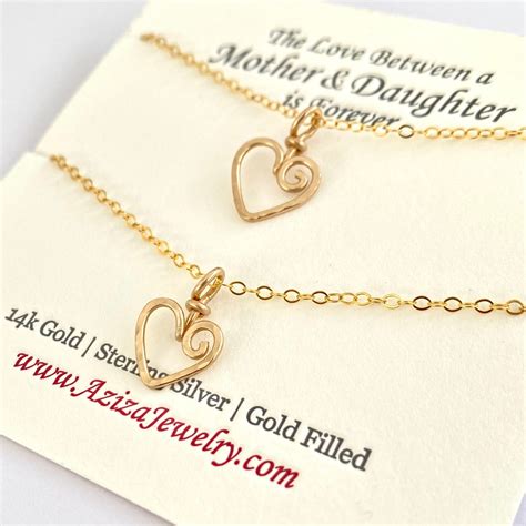 Mother Daughter Heart Necklaces Gold Or Silver Heart Necklace Etsy