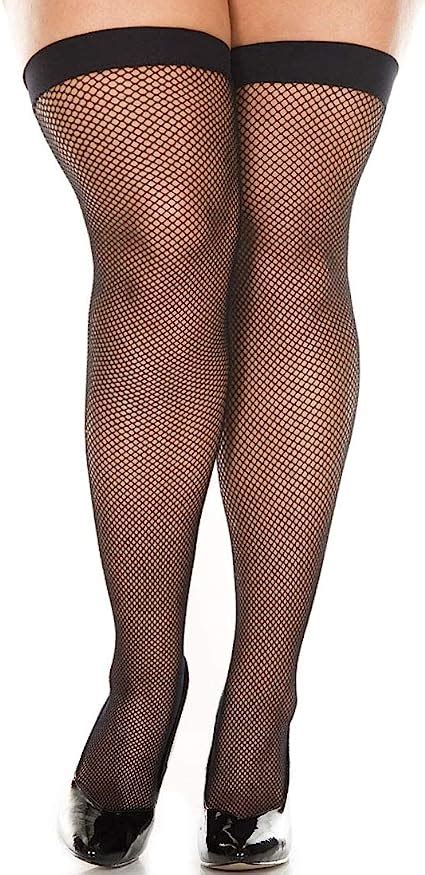Lacy Line Sexy Plus Size Classic Fishnet Thigh High Stockings Plus