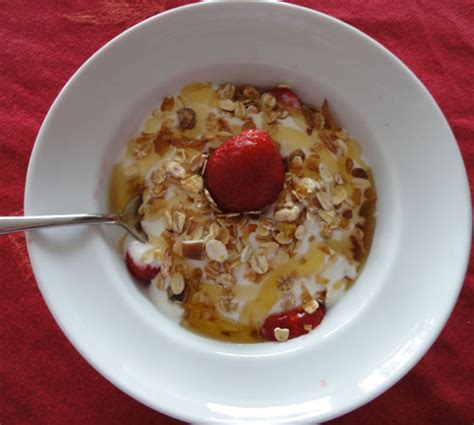 This easy homemade muesli recipe is made with just a few basic pantry ingredients, and you can use it to make a cooked porridge or enjoy it as a breakfast topping. Yogurt strawberries with honey-muesli toppings (Serving:1 ...