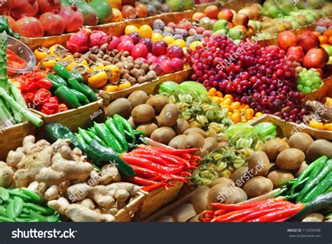 Stock Photo Fruits And Vegetables At A Farmers Market 112976938
