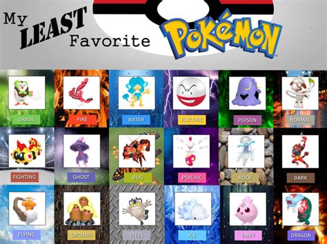 Least Favorite Pokemon Of Every Type By Jallroynoy On Deviantart