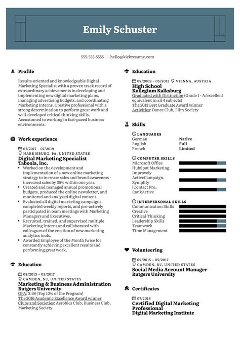 Curriculum vitae (cv) is a detailed account of your qualifications and professional experience. Digital Marketing Specialist Resume Sample | Kickresume