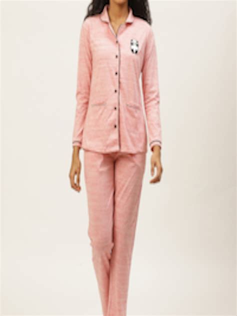 buy sweet dreams women pink self striped night suit night suits for women 12248882 myntra
