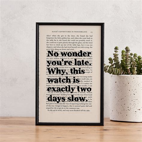 Alice In Wonderland No Wonder Youre Late Framed Quote Print