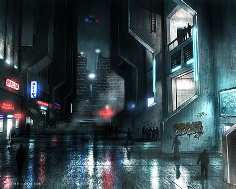 Future Noir Street By ~ianllanas On Deviantart Sci Fi City Neo Noir