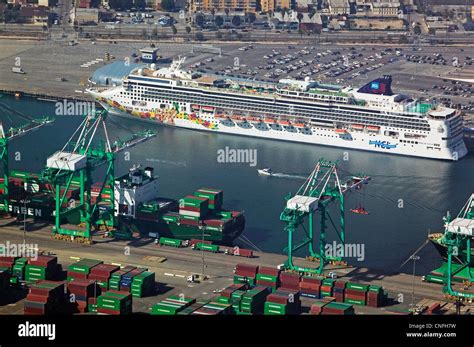 Aerial Photograph Pride Of Hawaii Cruise Ship Docked Port Of Long Beach